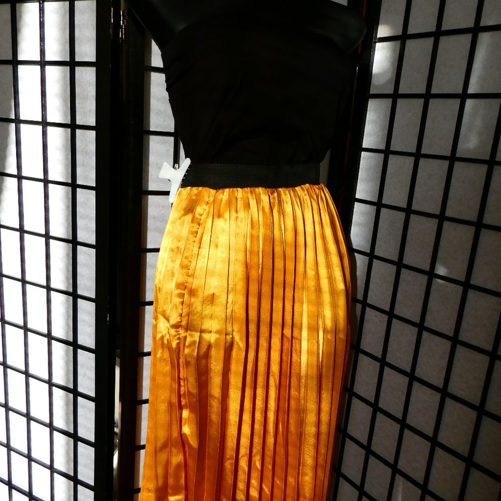 Gold Pleated Midi skirt from Forever21 plus